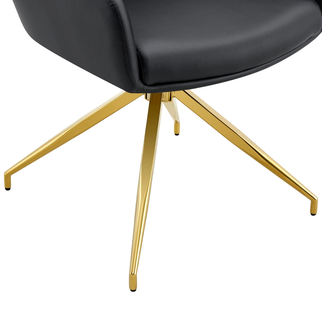 Poltrona Girevole 360¡ã Design Lusso ¨C MINIMAL ¨C PU Nero, Gambe Dorate in Metallo
