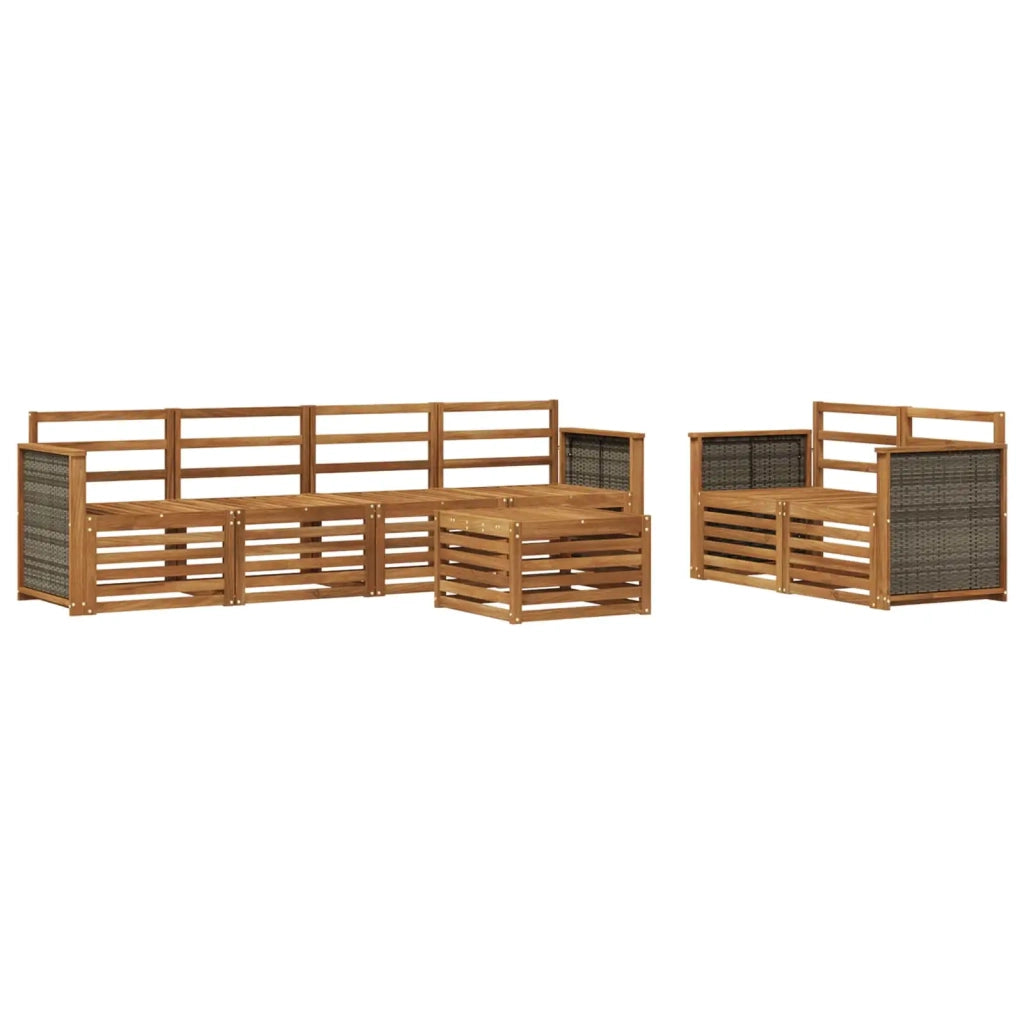 Set di divani da esterno 7 pz Naturale Legno di Acacia Massello 3384045
