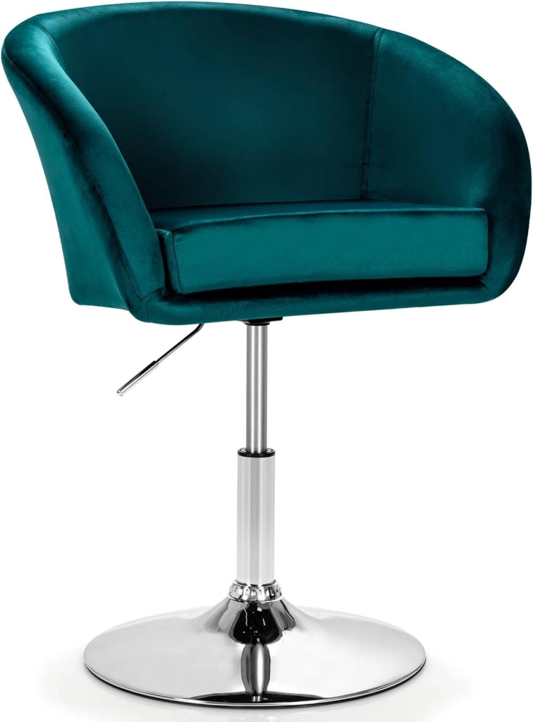 Sgabelli da Bar Girevole in Velluto, Sgabelli Cucina Moderni Design Alte con Schienale, Sedia Rotondo Regolabile in Altezza, con Braccioli, per Cucina Ufficio Bar (Verde)