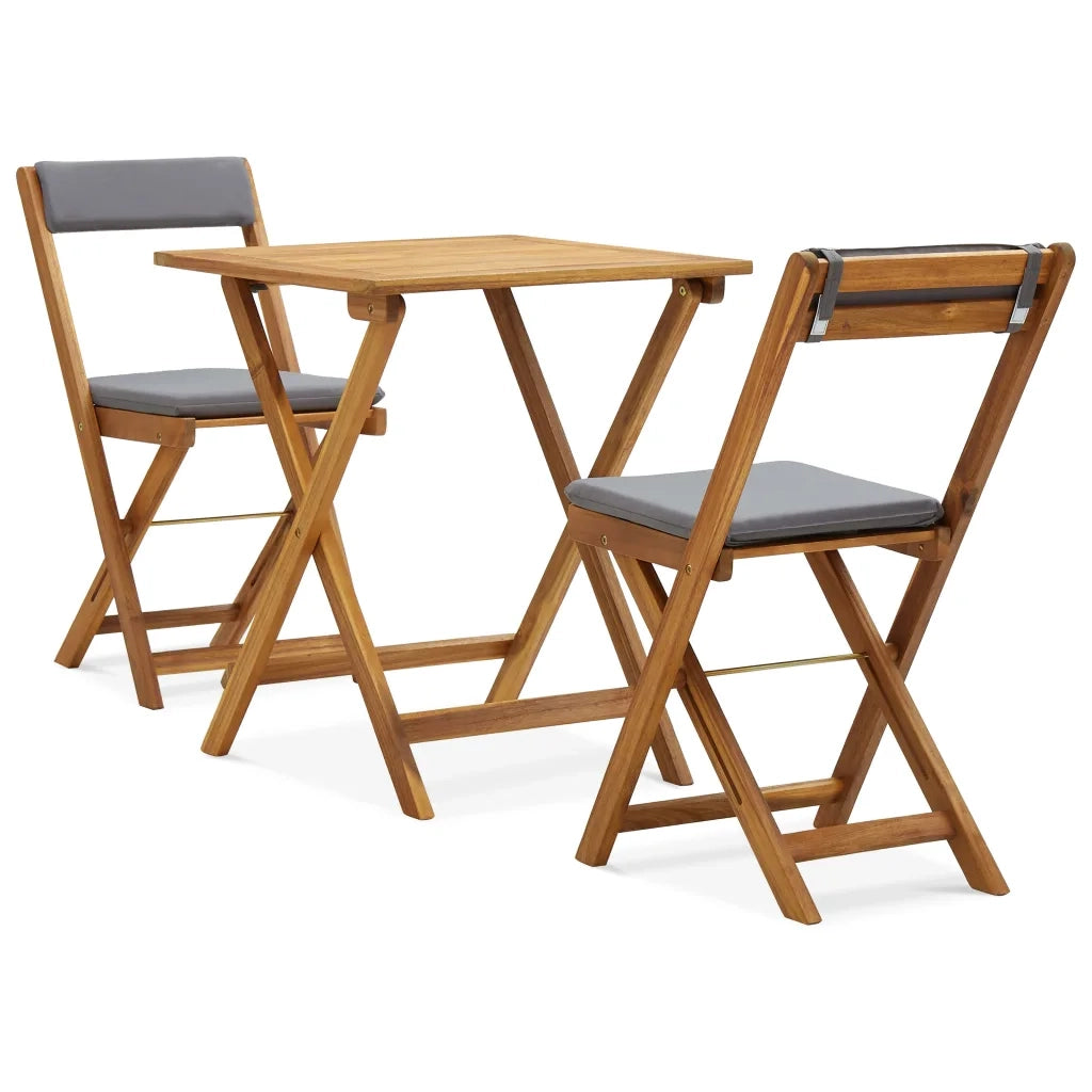Set da Bistrot 3 pz Pieghevole con Cuscini Massello di Acacia cod mxl 37823