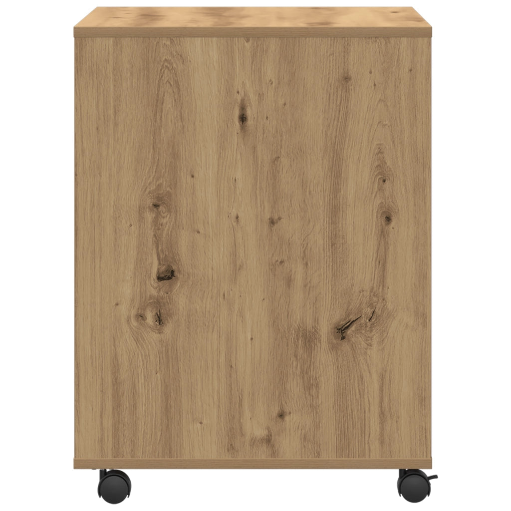 Supporto per Stampante con Ruote Rovere Artigianale 60x50x67 cm