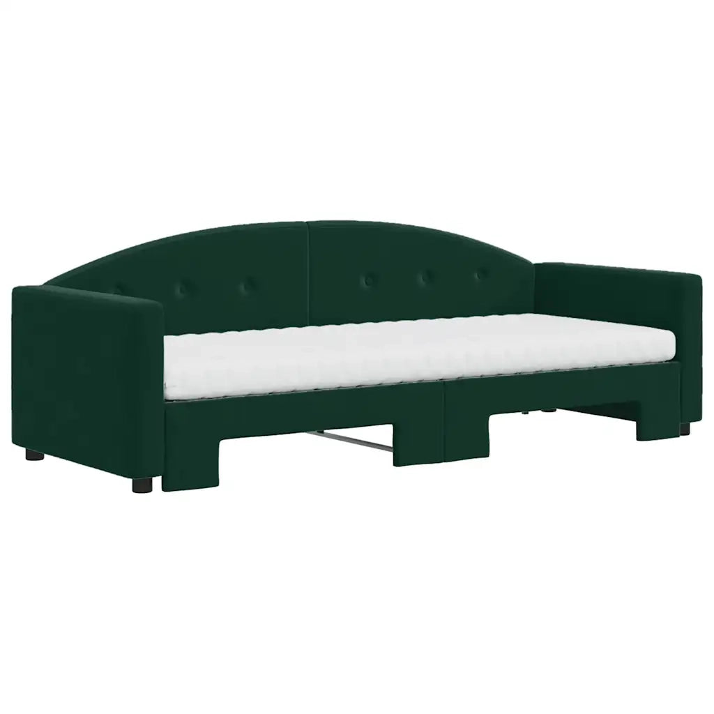 Divano Letto Estraibile Materassi Verde Scuro 80x200 Velluto 3197320