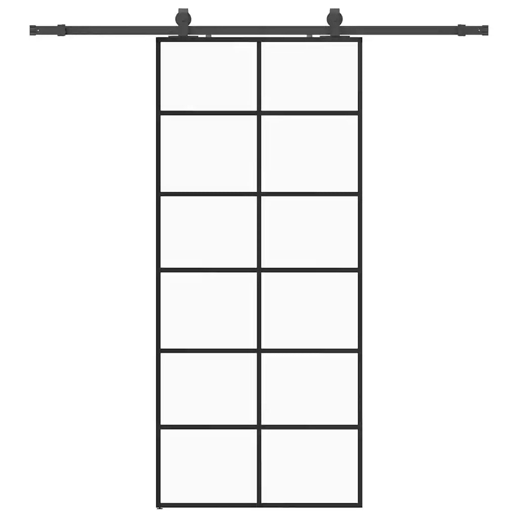 Porta Scorrevole con Ferramenta Nera 90x205 cm in Vetro ESG 3375851