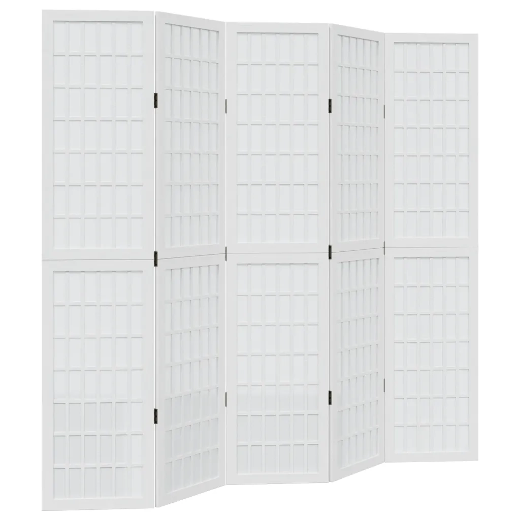 vidaXL Divisorio Ambienti 5Pannelli Bianco Legno Massello di Paulownia