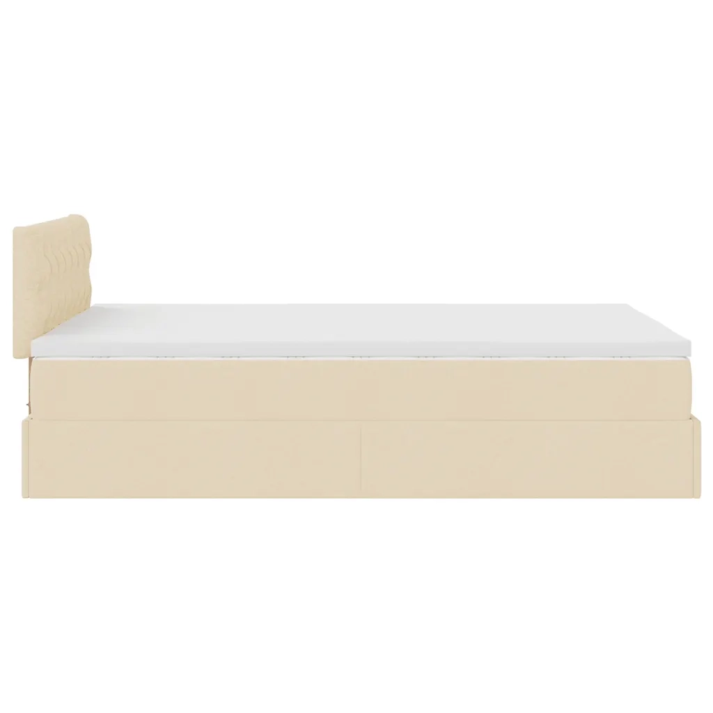 vidaXL Struttura Letto Pouf con Materasso Crema 120x200 cm in Tessuto