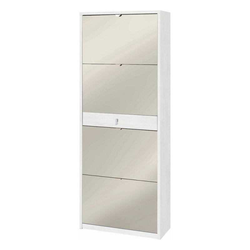 Scarpiera 4 Ante Specchio 1 Cassetto P29 Kit Ossido Bianco cm 63x29x164h - Sarmog