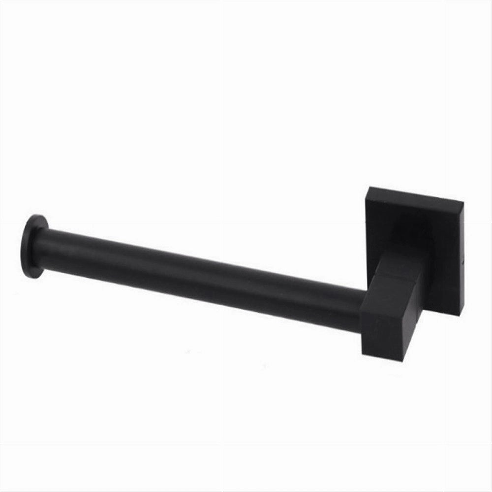 Trade Shop - Porta Rotolo Per Carta Igienica Da Muro In Acciaio Nero Arredo Per Bagno 79982 -
