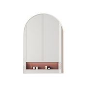 Mobile con specchio con 1 anta e 2 ripiani regolabili - per bagno - in metallo - bianco
