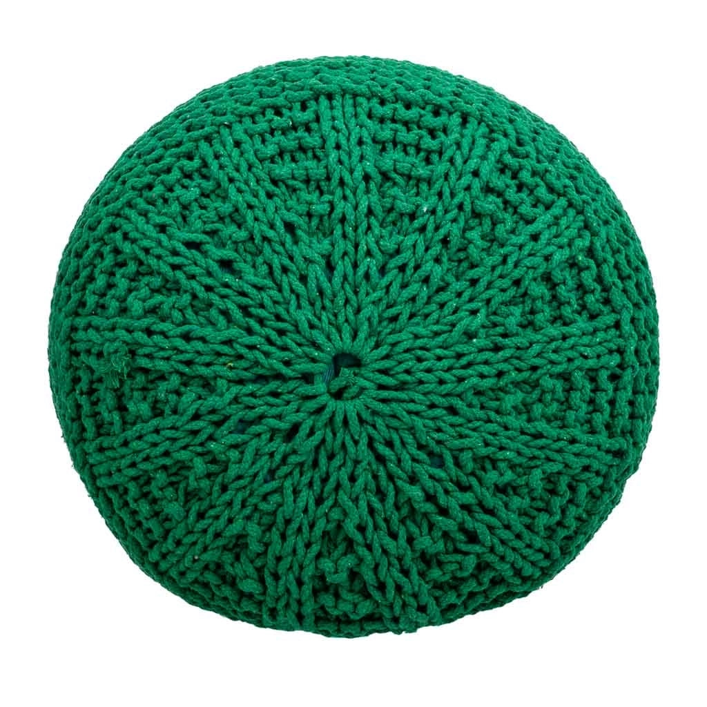 Puff de algodón trenzado verde 38x38x30