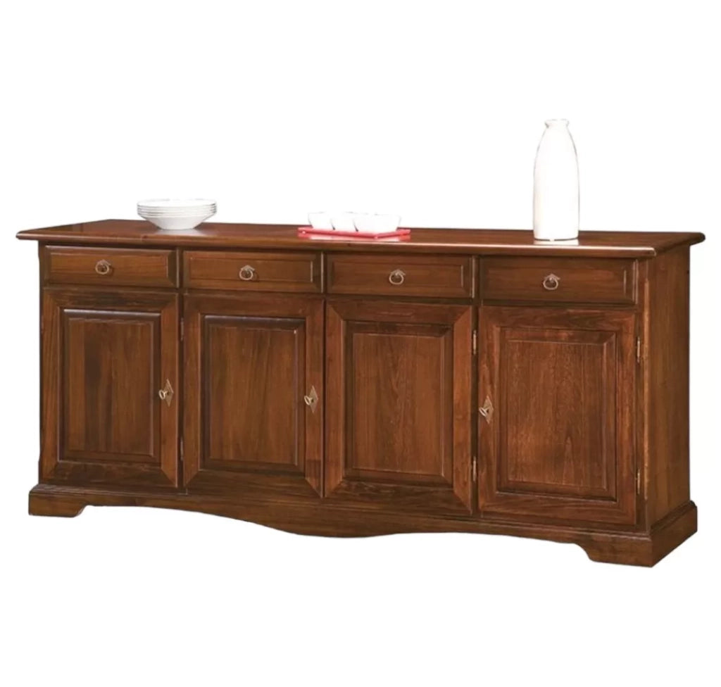 Madia credenza arte povera legno tinta noce l.205 p.42 h.85 (611) - Mobili 2G