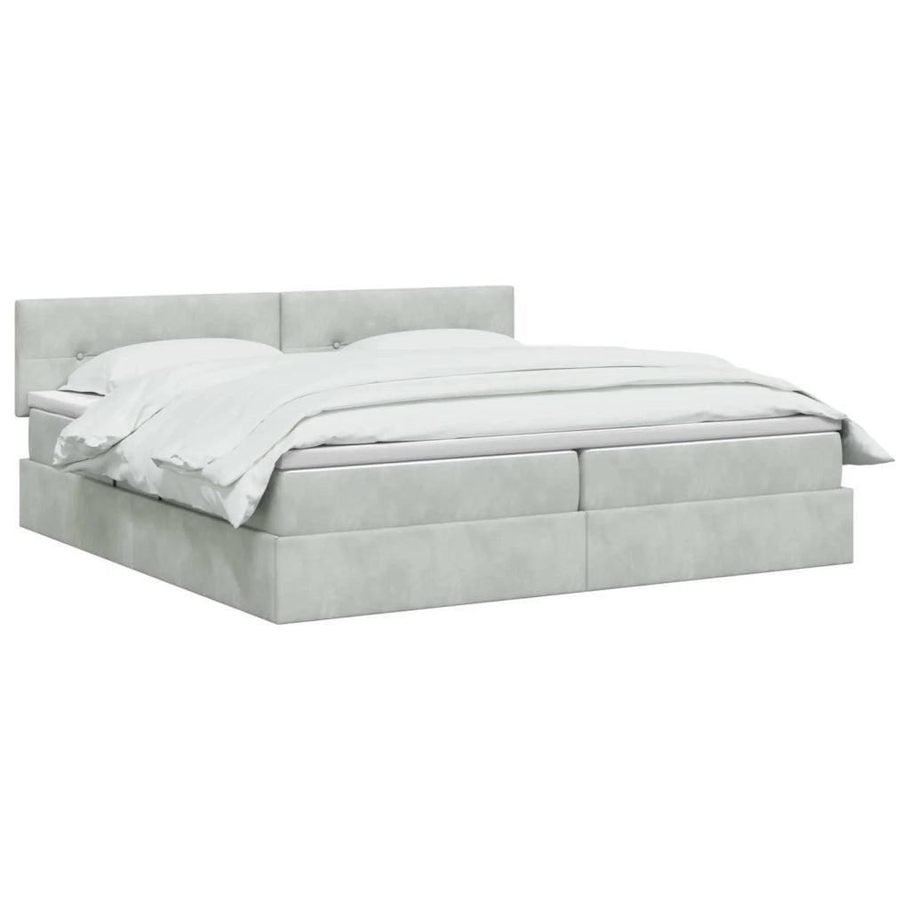 Letto con Contenitore Grigio Chiaro 200 x 200 cm Velluto 3458829