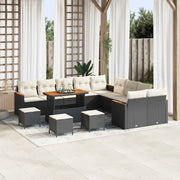 Set Divano da Giardino 18 pcs Nero e Crema polyrattan