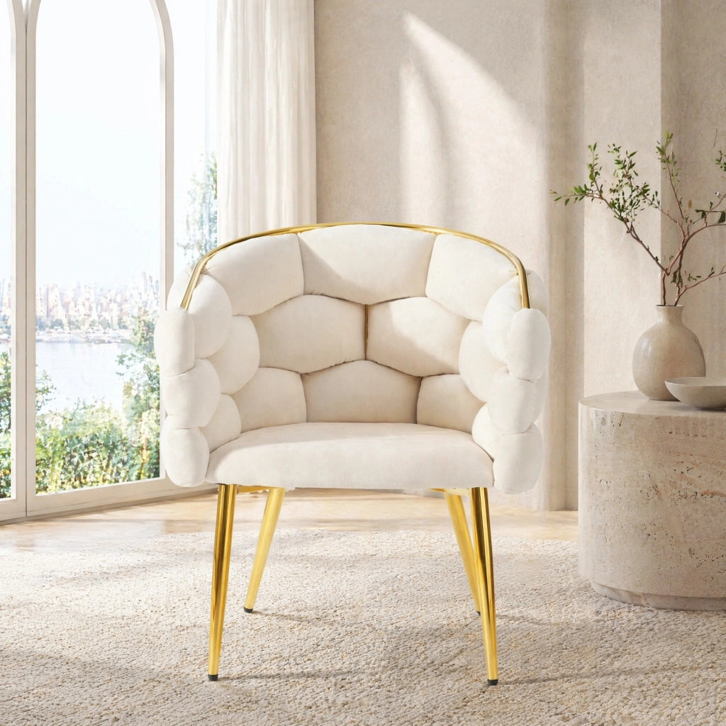 SEDIA da pranzo 44x41x74 cm in velluto beige Set da 2 pezzi