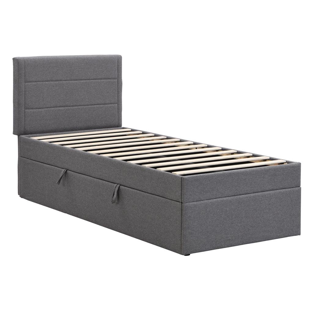 Letto imbottito 90x200 cm con contenitore e rete a doghe