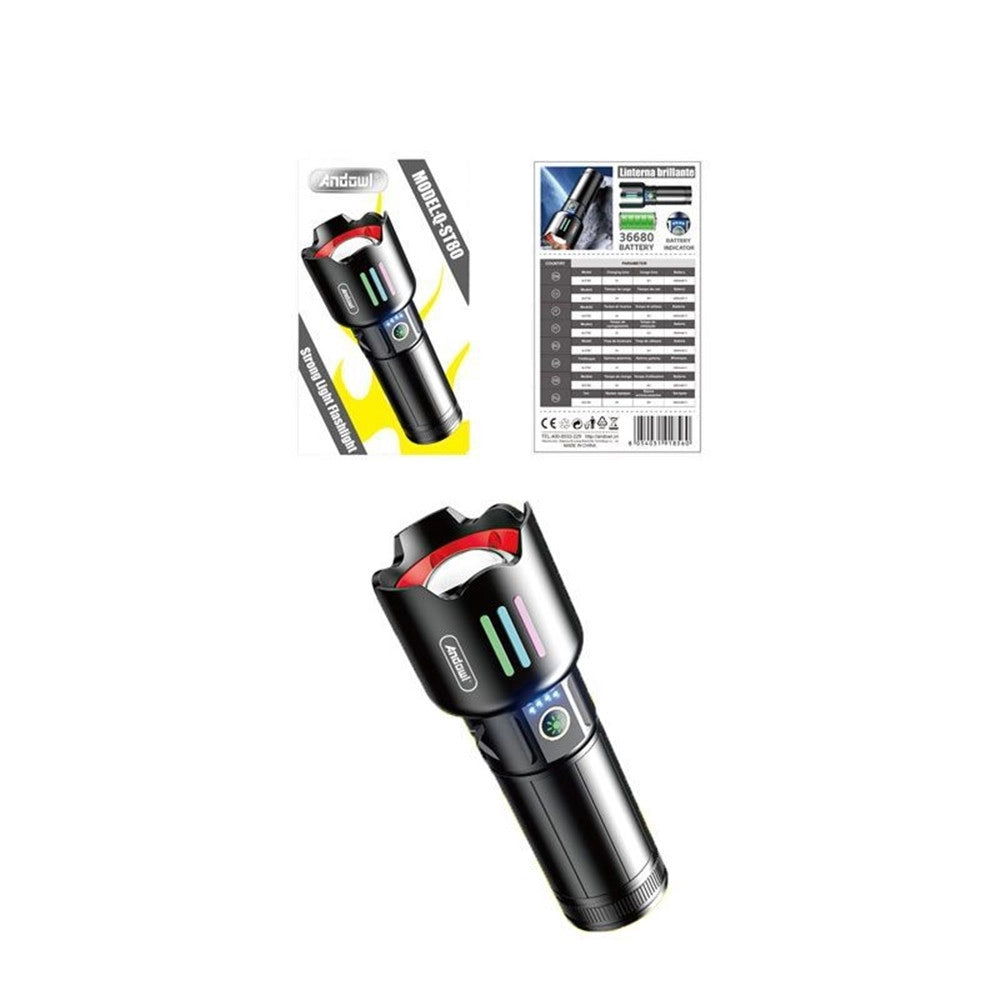 Trade Shop - Torcia Elettrica Alta Potenza Batteria Ricaricabile Led Portatile Indicatore Carica Q-st80 -