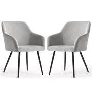 Set di 2 Sedie in velluto liscio ESTELLE Grigio gambe nere