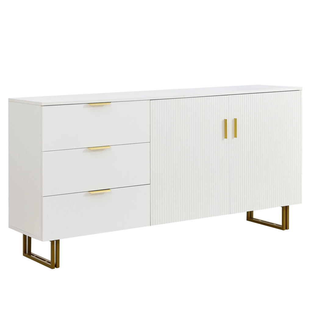 Credenza moderna bianca 160 cm con 2 ante e 3 cassetti