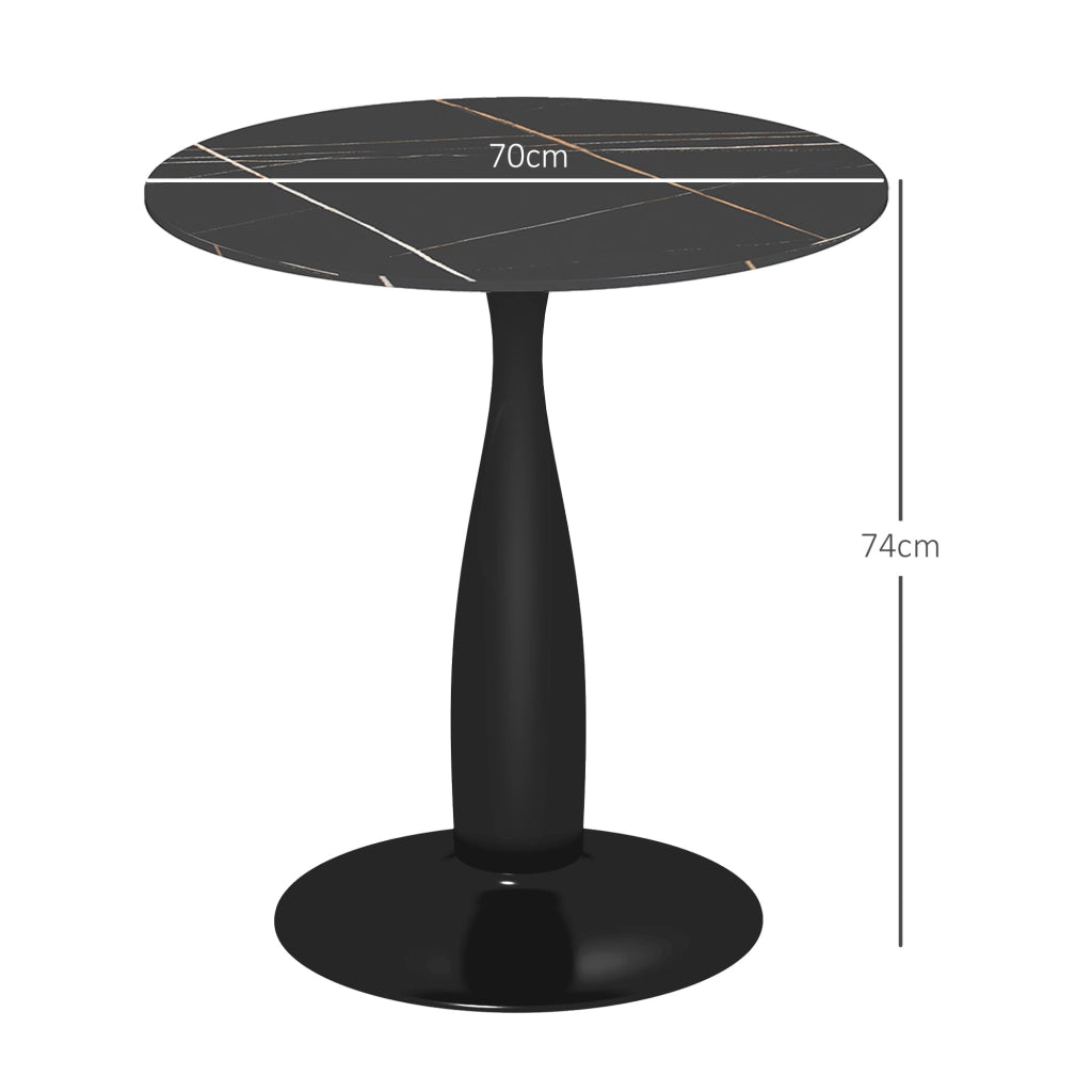 Tavolo da pranzo rotondo ¨C zephmum ¨C nero, metallo, MDF, 70x74 cm