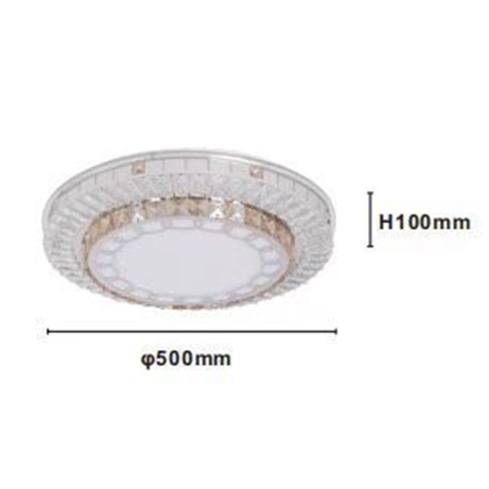 Trade Shop - Plafoniera Soffitto 65w ø50cm Led Design A Strati Cristalli Catena Luce Fredda 10805 -