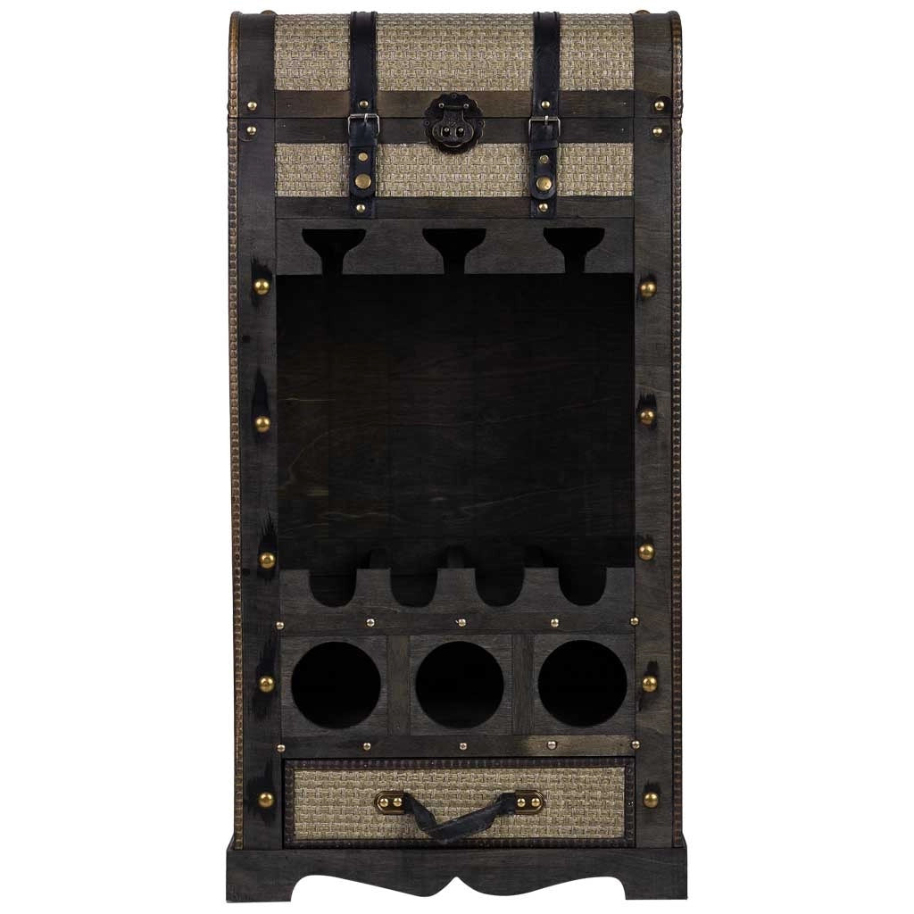 Baul porta bottiglie in legno marrone 44x30x85h cm