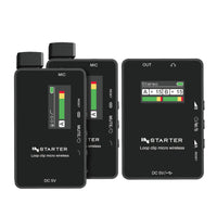Instarter Sistema wireless lavalier con microfono wireless incorporato, senza fili per telefoni cellulari, tablet, PC con 2 trasmettitori e 1 ricevitore con portata di 50 m e connessione USB-C 6
