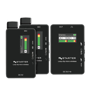 Instarter Sistema wireless lavalier con microfono wireless incorporato, senza fili per telefoni cellulari, tablet, PC con 2 trasmettitori e 1 ricevitore con portata di 50 m e connessione USB-C 6