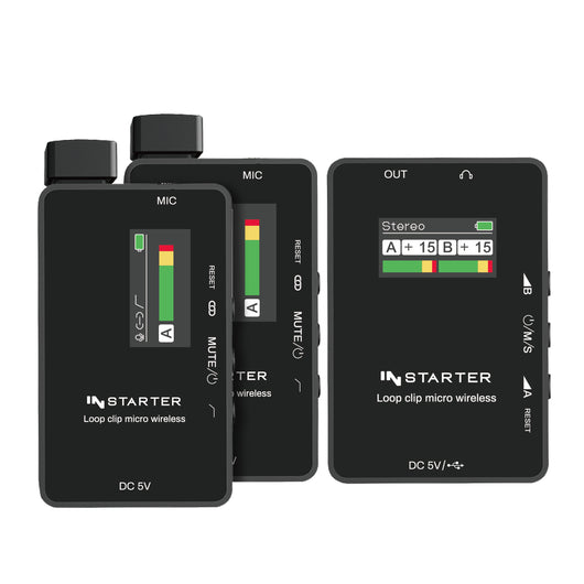 Instarter Sistema wireless lavalier con microfono wireless incorporato, senza fili per telefoni cellulari, tablet, PC con 2 trasmettitori e 1 ricevitore con portata di 50 m e connessione USB-C 6