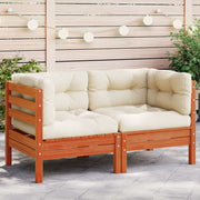 Divano Angolare Giardino Cuscini 2pz Marrone Cera Massello Pino 838154