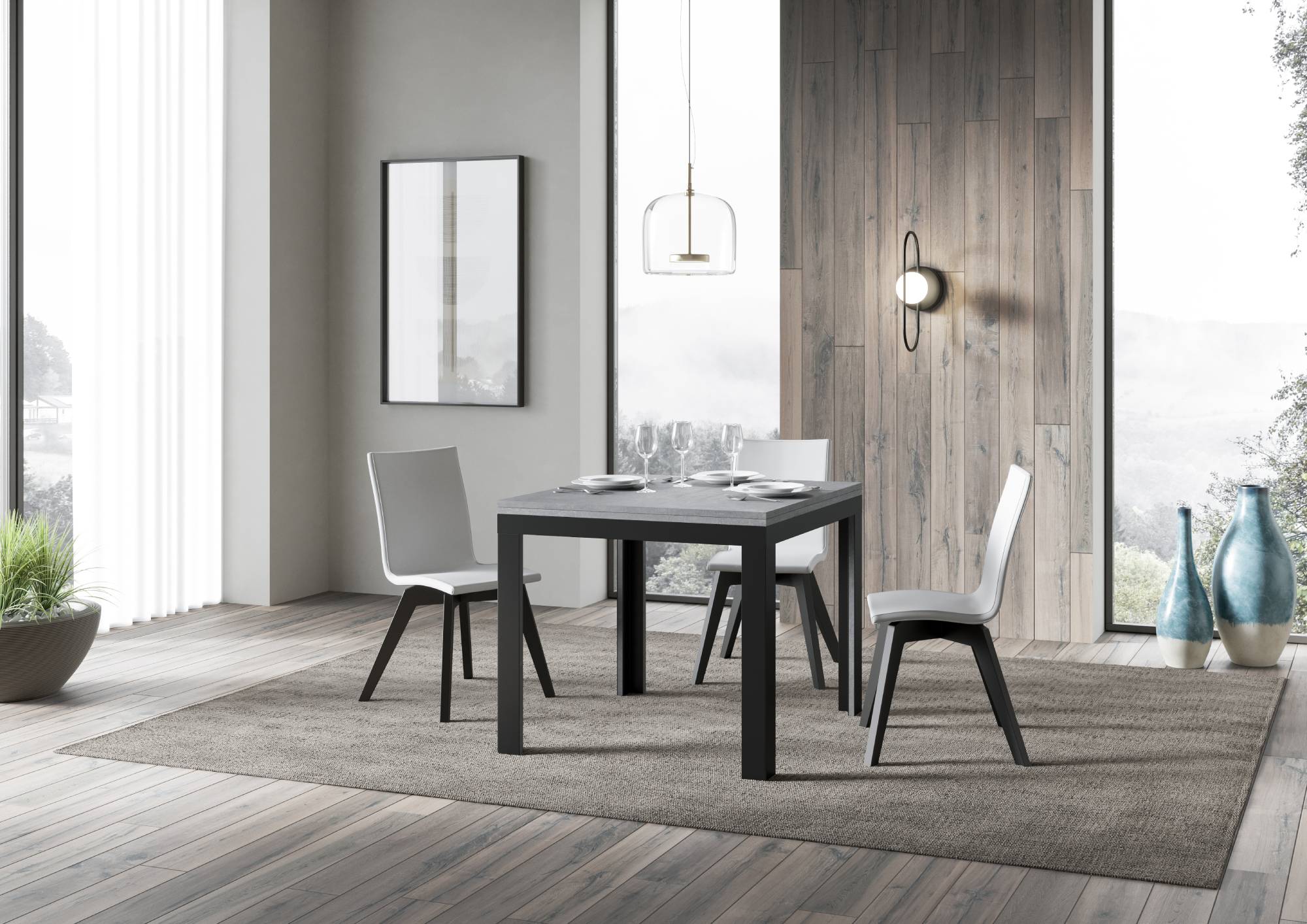 Tavolo Allungabile 90-180x90x78/80 cm Linea Libra Cemento