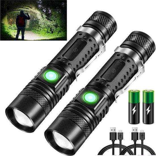 Lanterna Militare - Lanterna LED Ricaricabile - Multi Funzione - Impermeabile - per Casa, Campeggio, Emergenze