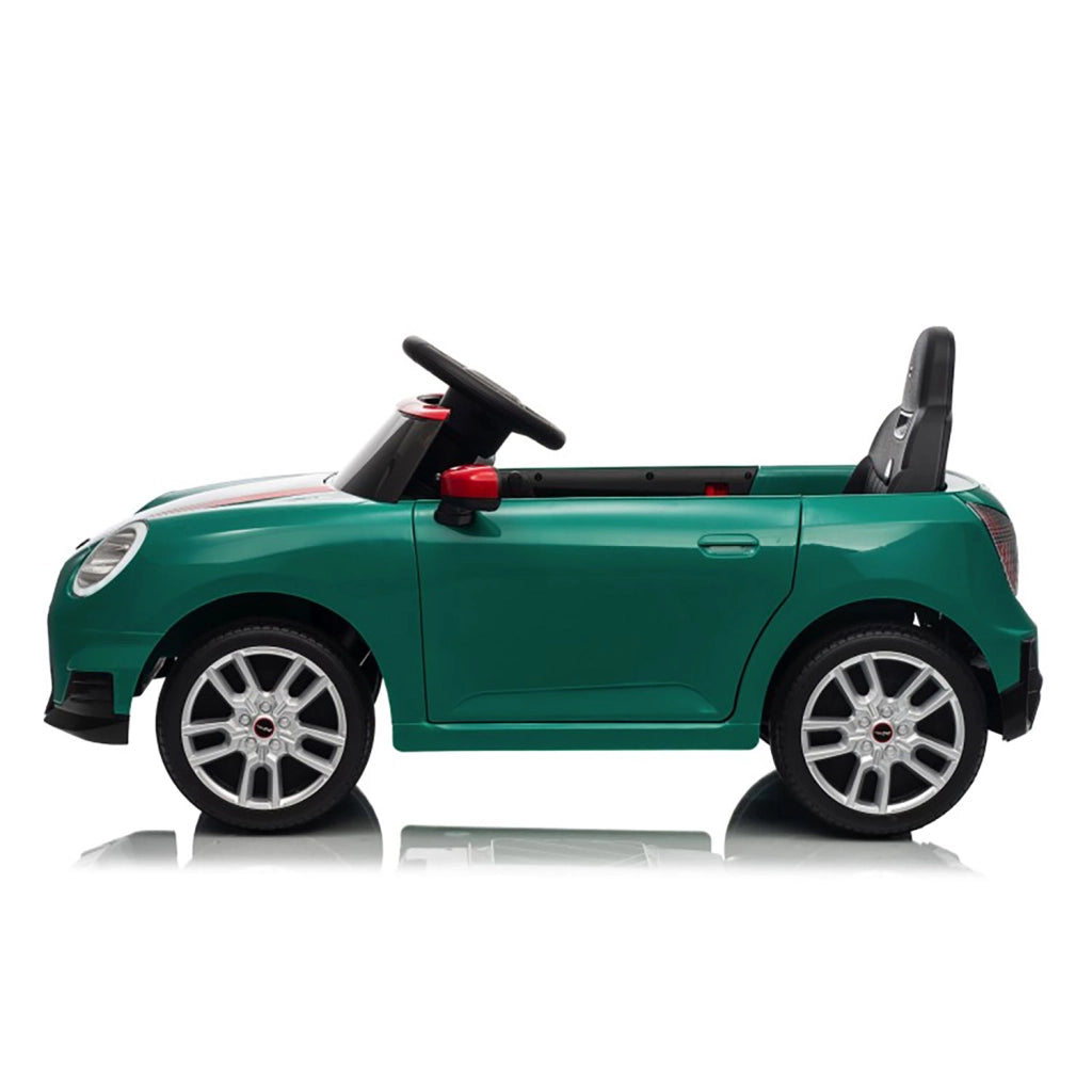 Macchina Elettrica per Bambini Licenza Ufficiale Mini Cooper S Cabrio 12V Sedili in Pelle e Telecomando Verde