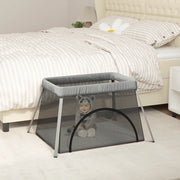 Box per Bambini con Materasso Grigio Chiaro Tessuto di Lino cod mxl 70947