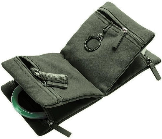 Organizzatore di gioielli con cerniera - Organizzatore di gioielli per donne, sacchetto di display pieghevole per gioielli, scatola di conservazione per collane, orecchini, anelli, bracciali - Verde scuro