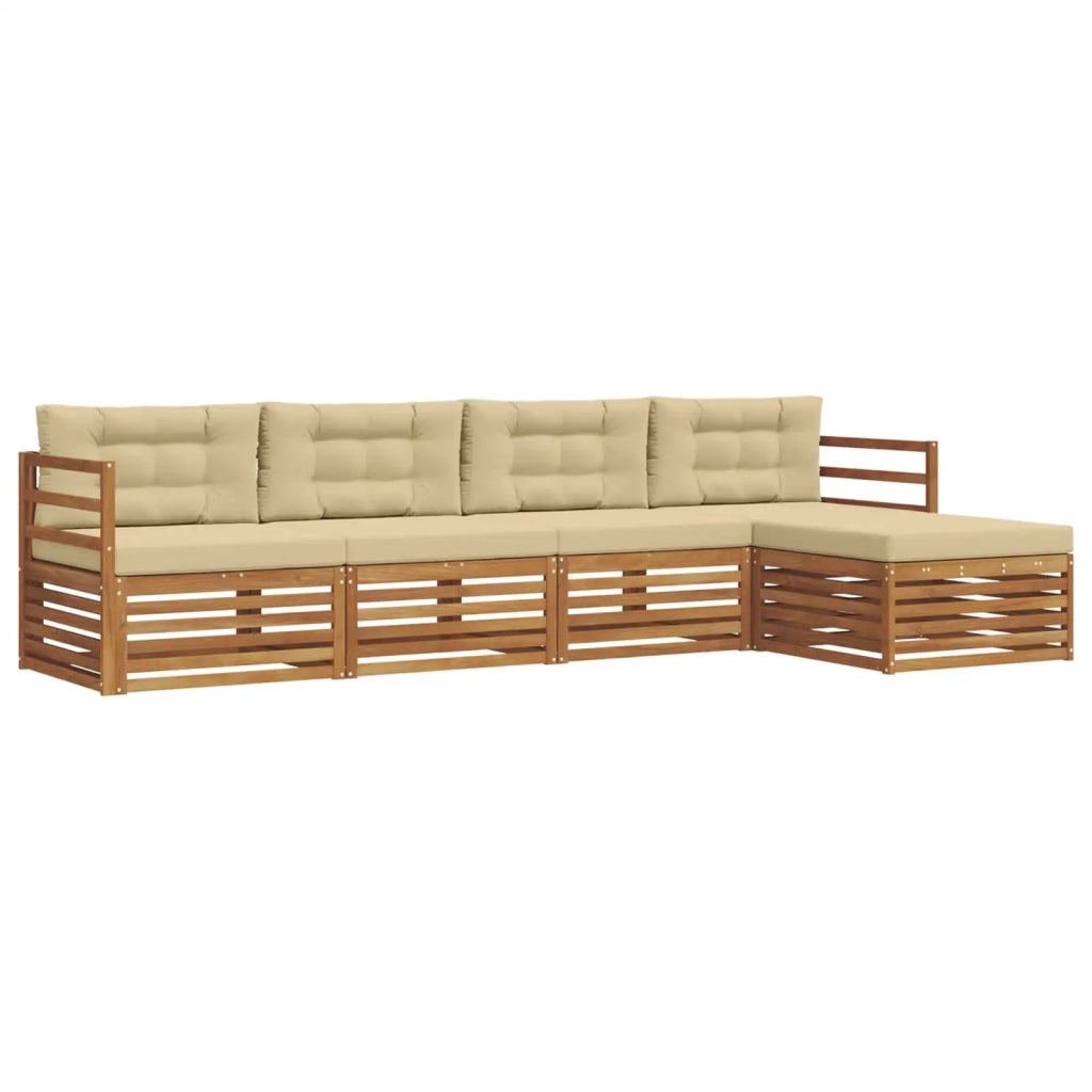 Set di divani da esterno con cuscino 5 pcs Naturale e Beige