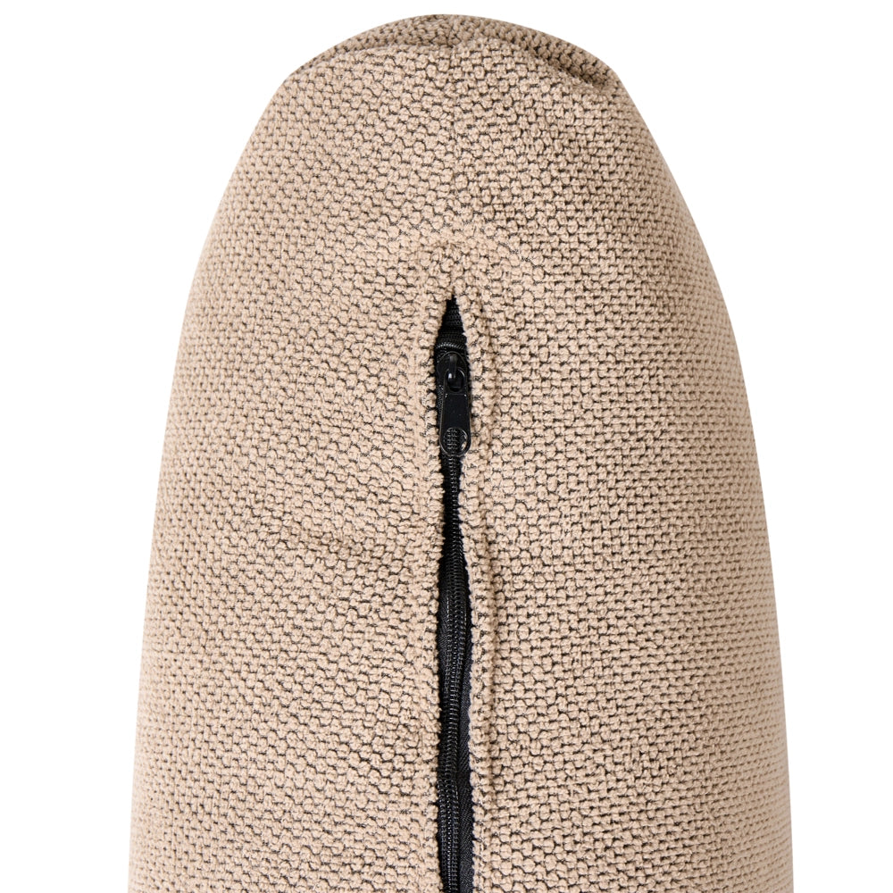Divano Letto 3 Posti in Tessuto Marrone Chiaro con Gambe in Legno Imbottitura in Schiuma Schienale Diviso e Imbottitura Biscuit Idrorepellente