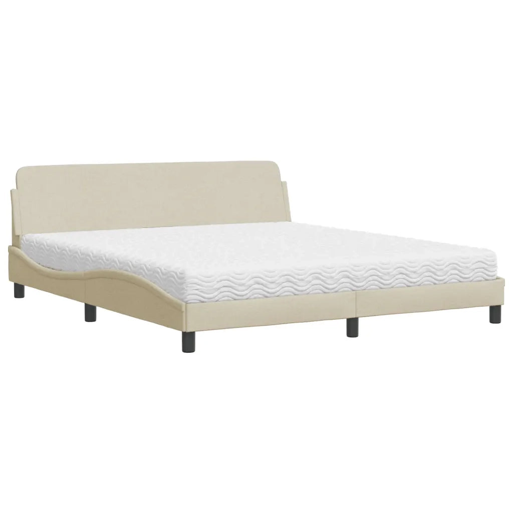 Letto con Materasso Dover Crema 180x200 cm in Tessuto