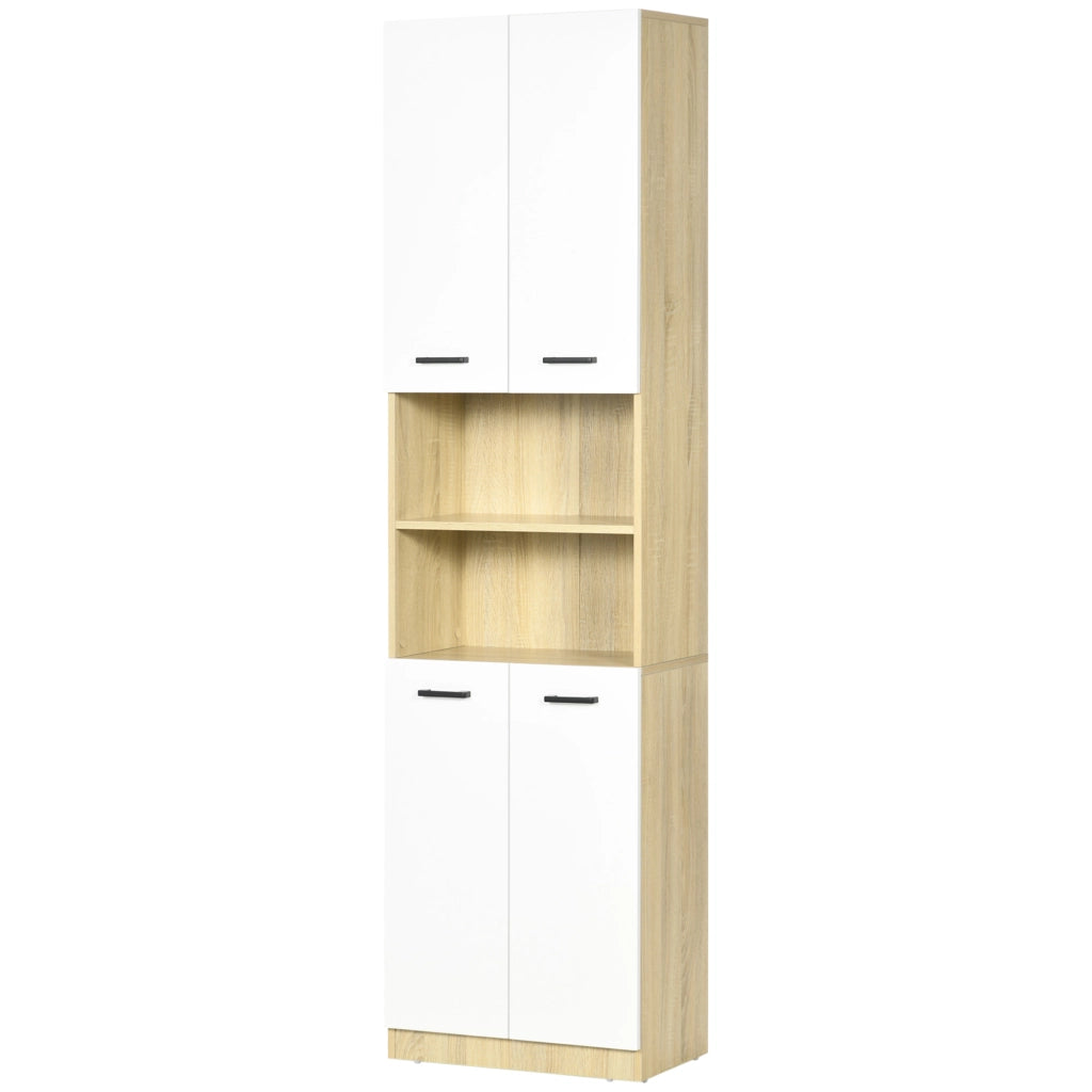 Mobile Bagno in Truciolato Bianco con 2 Armadietti e Ripiani ¨C Zephmum ¨C 53x33.5x195.7 cm