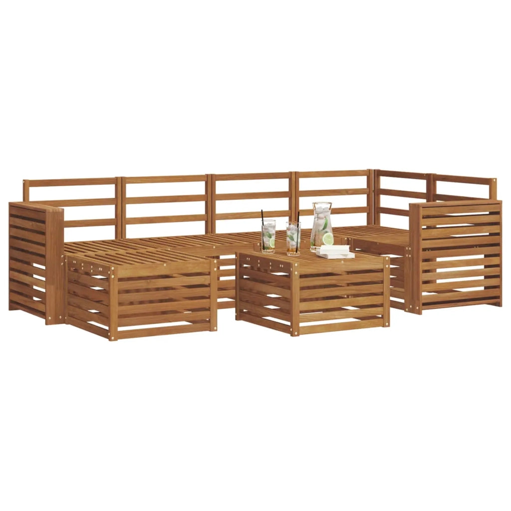 Set divano sezionale 7 pcs Naturale Legno di Acacia Massello
