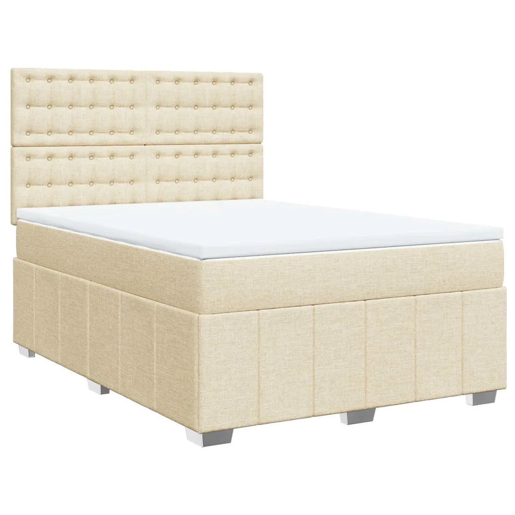 vidaXL Giroletto a Molle con Materasso Crema 140x19 cm in Tessuto