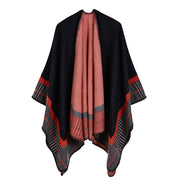 Sciarpa calda da donna a righe, piccola e quadrata, in cashmere e acrilico.