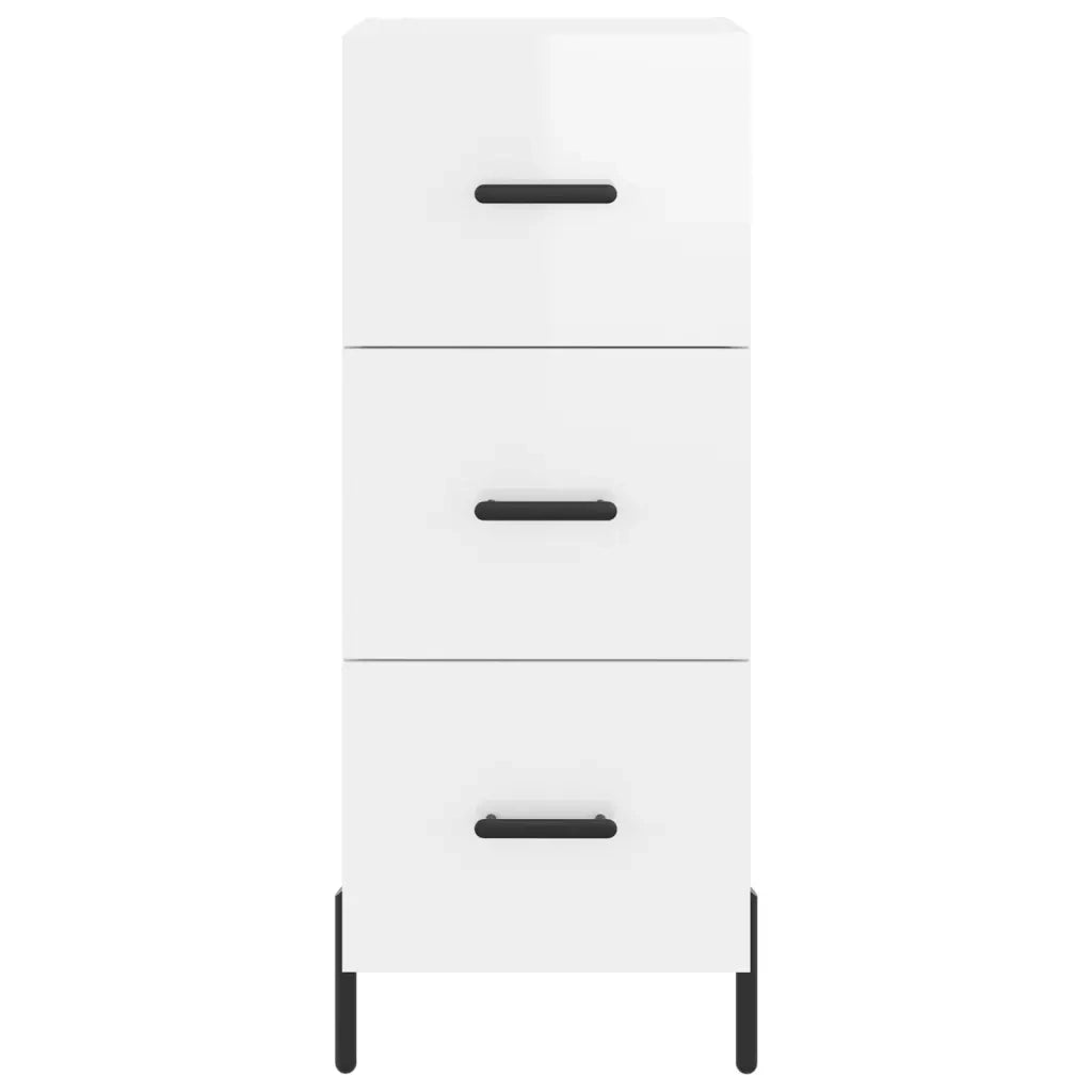 Credenza | Madia | Buffet da pranzo | Armadio da pranzo Bianco Lucido 34,5x34x90 cm in Legno Multistrato