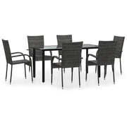 Set da Pranzo da Giardino 7 pz | Set Salotto da Giardino Grigio in Polyrattan
