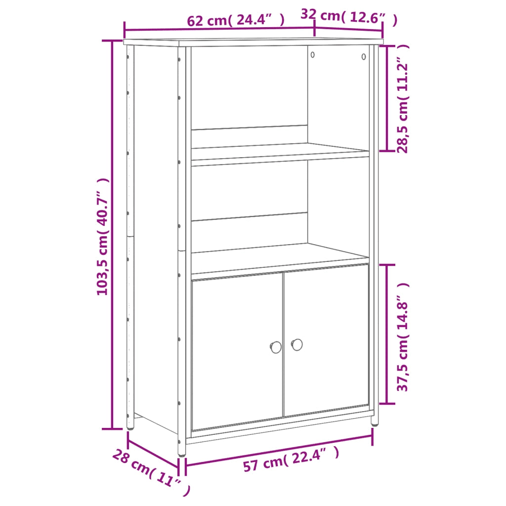 Credenza Rovere Marrone 62x32x103,5 cm in Legno Multistrato 834219