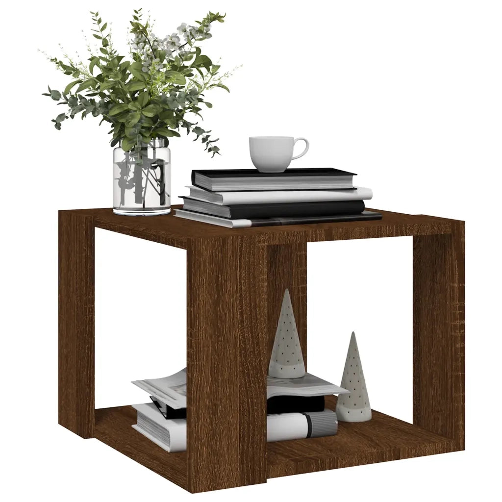 Tavolino Salotto Rovere Marrone 40x40x30cm Legno Ingegnerizzato cod mxl 17826