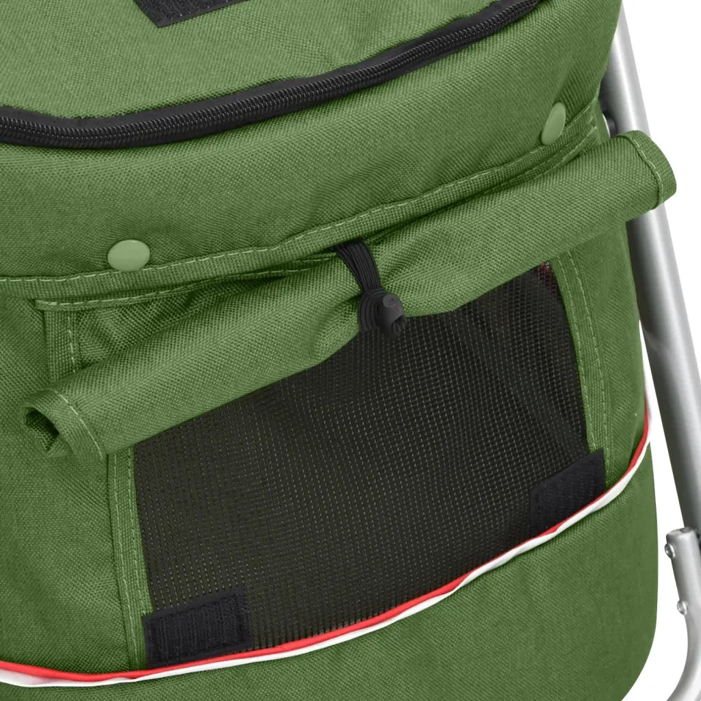 Passeggino Cani Pieghevole Verde 100x49x96cm Tessuto di Lino 172204