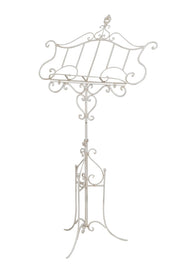 Biscottini Leggio da terra in ferro battuto pieno finitura bianca anticata L85xPR50xH140 cm