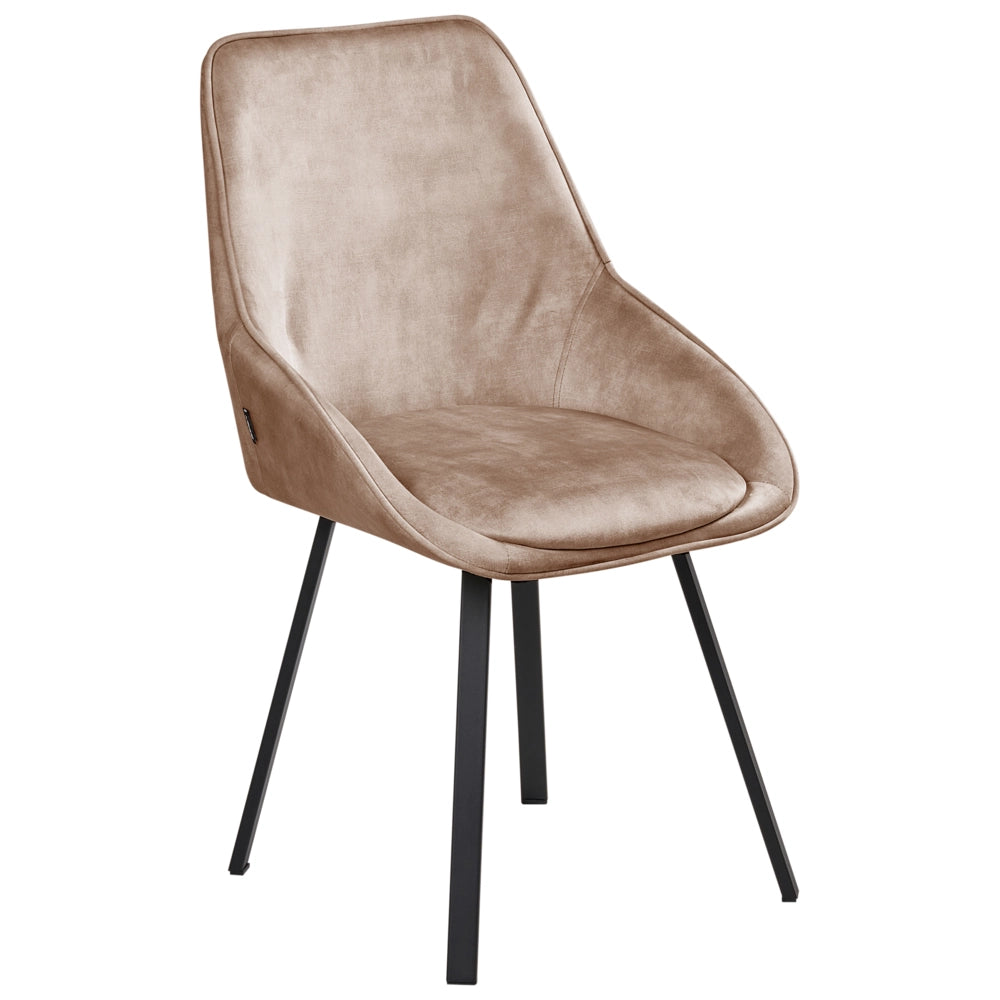 Set di 2 sedie da pranzo in velluto beige con gambe in ferro nero girevoli a 180° moderne sedie imbottite