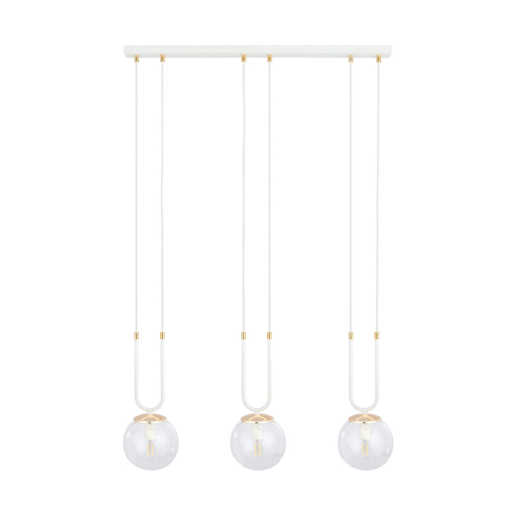Lampadario Emibig Glam 3xE14 vetro trasparente bianco oro