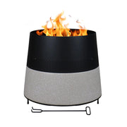 Braciere da Esterno a Legna in MGO e Ferro Verniciato a Polvere, Fire Pit Rotondo con Base Effetto Pietra, Resistente alla Ruggine e al Calore, 56,5 cm