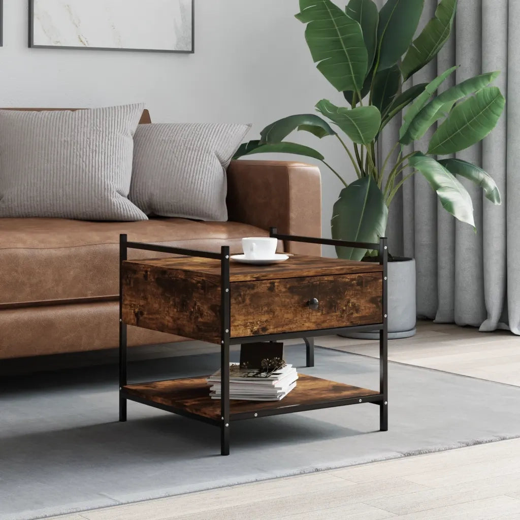 Tavolino da Salotto-Tavolino da soggiorno-Tavolo Rovere Fumo 50x50x50 cm Legno Multistrato